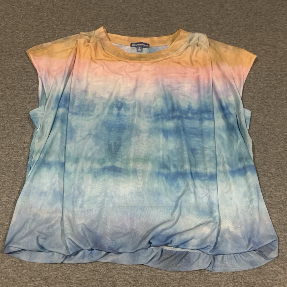 Democracy Tye Dye Shirt Blouse Shear Double Layer Artsy Multicolor - Size L